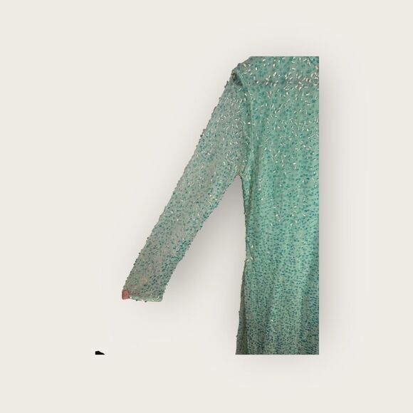 Bhanuni by Jyoti Siren Maxi Dress Blue Sequin Size Small Petite NWT - Picture 7 of 10